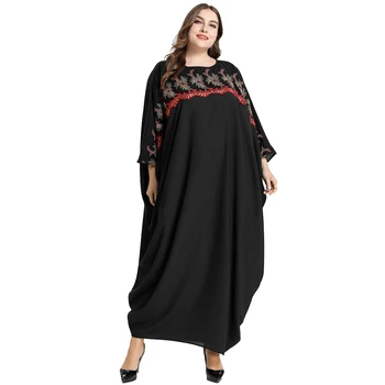 

Dubai Abaya Batwing Sleeve Maxi Dress Women Muslim Floral Embroidery Long Kaftan Loose Jilbab Ramadan Robe Gown Islamic Clothing