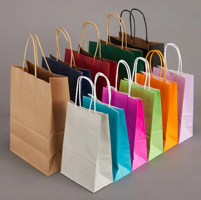 25-Pack Pastel-Colored Paper Gift Bags with Handles for Goodies