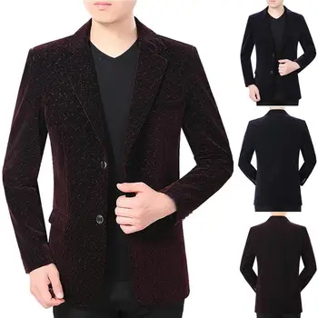 

2020 New Fashion Men's Corduroy Blazer Autumn Winter Party Suit Lapel Slim Fit Stylish Blazer Coat Hombre Masculino Blazers
