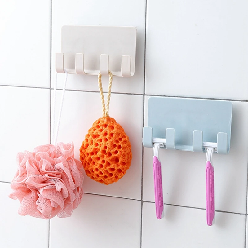 

Bathroom Storage Rack Wall Mounted Phone Charging Holder 4 Hanger Hooks Cell Phones Support Rack Shelf with Hooks