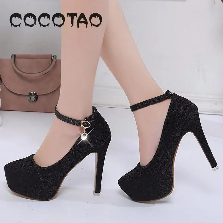 Zapatos de tacón alto de noche para dama de honor, calzado femenino  resistente al agua, de 12 Cm, con hebilla|Zapatos de tacón de mujer| -  AliExpress