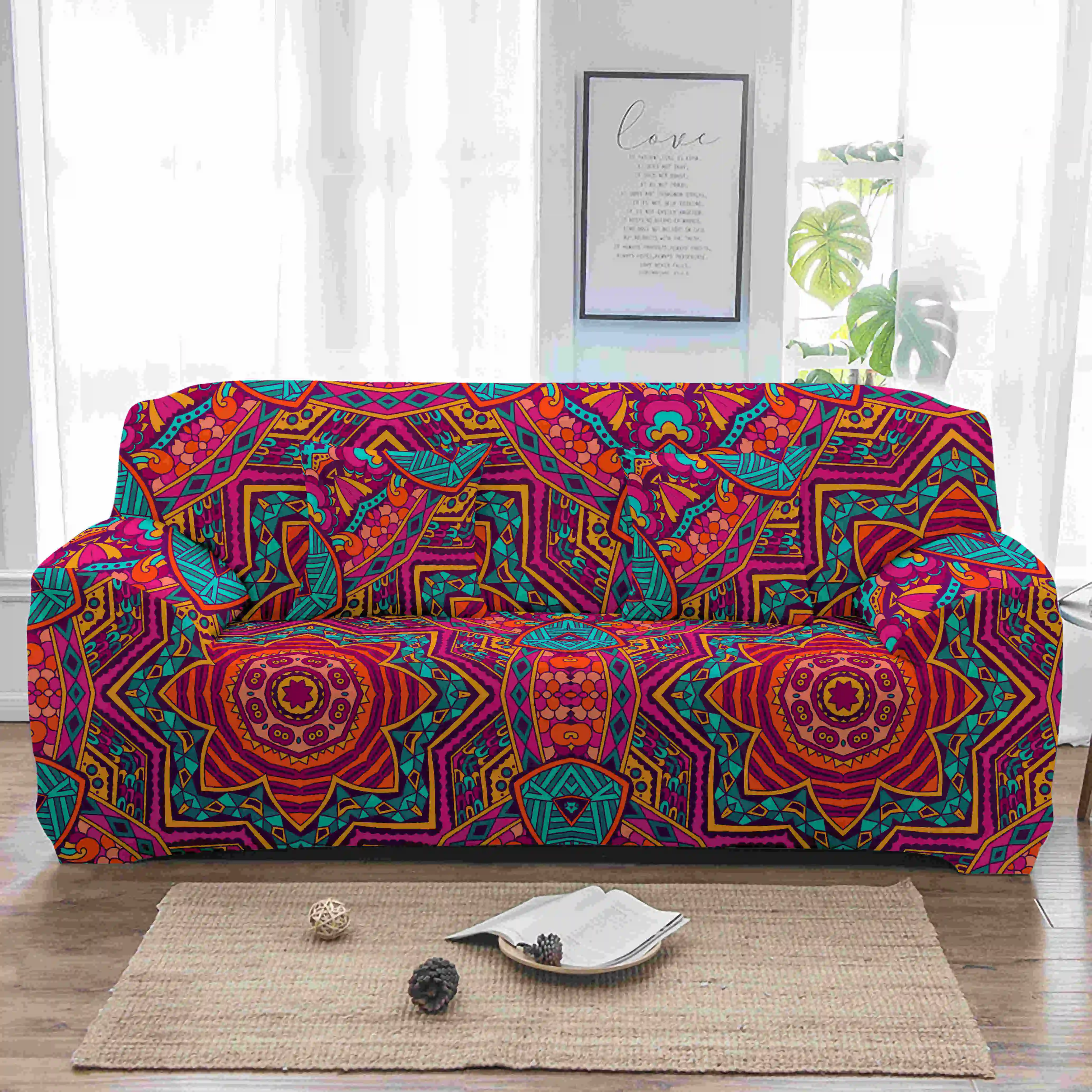 Homesky Мандала эластичный чехол для дивана Bohemia Slipcovers плотная накидка все включено диванные чехлы для гостиной секционный Диванный чехол
