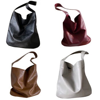 

JHD-Fashion Large Capacity Women's Shoulder Bag PU Leather Travel Shopping Bag Luxury Retro Leisure Handbag