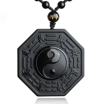 

Black Obsidian Yin Yang Necklace Pendant Chinese Men's Jewelry Women's Jewelry BAGUA for Daily Wear Necklace Pendant 1pcs
