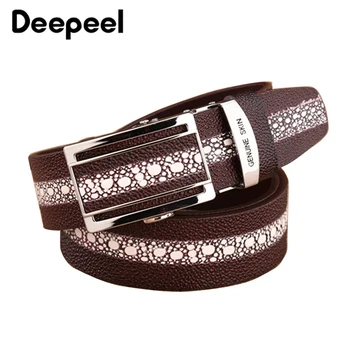 

Deepeel 1pc 3.8*110-130cm Harajuku Second Layer Cowskin Leather Metal Automatic Buckle Belts Man's Casual Jacket Waistband YB392