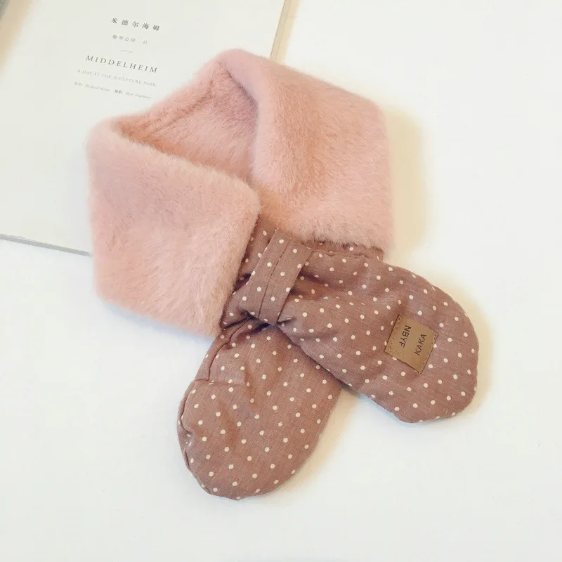 Корейские модные меховые шарфы для детей, сохраняющие тепло, осенне-зимние теплые шарфы для детей - Цвет: Розовый