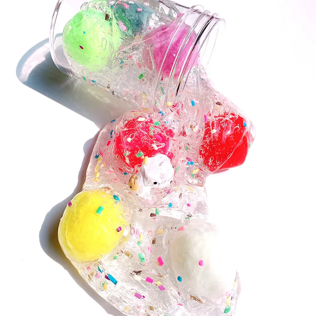 Beautiful Clear Bubblegum Dairy Cow Slime Relief Children Kid Funny Toys Gift Fluffy Slime Crystal Dough #B
