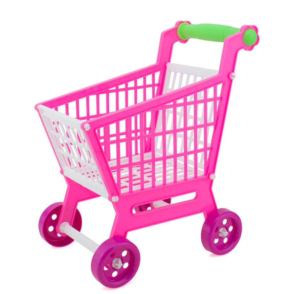Finest  Kids Mini Plastic Simulation Shopping Mall Supermarket Cart Trolley Toy Pretend Play House Handcart