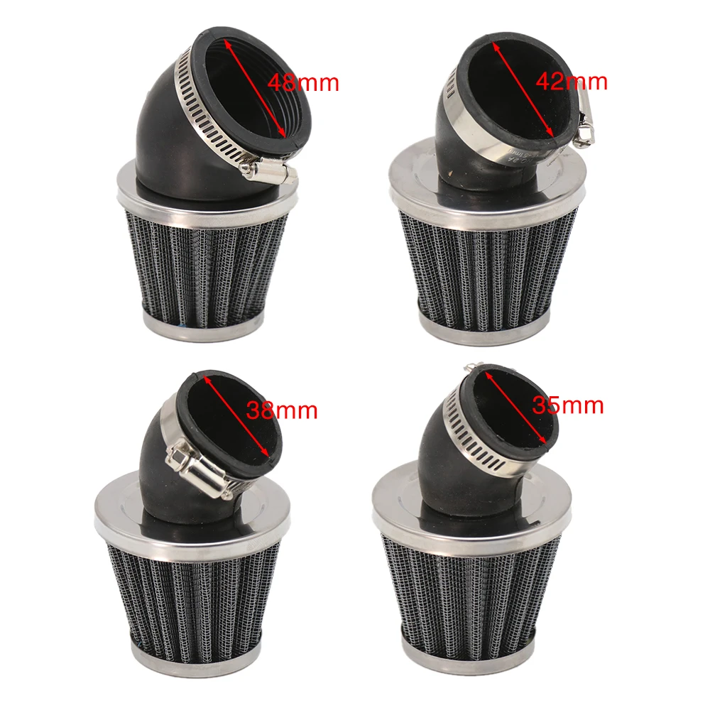 ZSDTRP 45 degree angled Motorcycle Air Cleaner Intake Filter 35mm 38mm 42mm 48mm For 50-150cc Engine ATV Scooter Pit Dirt Bike