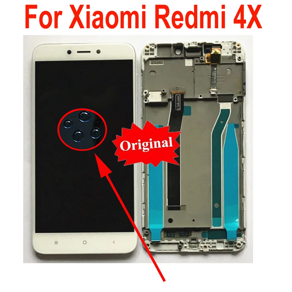 Skup Oryginalny najlepiej działający czujnik szklany panel wyświetlacza dotykowego lcd ekran Digitizer zgromadzenia z ramą dla Xiaomi Redmi 4X części do telefonu