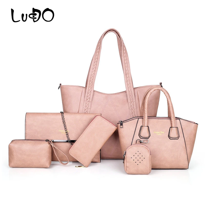 

Women Bags Set 6 Pcs Composite Bag Luxury Designer Women Handbags Messenger Shoulder Bags Tote Bags Purse Pouch Sac A Main