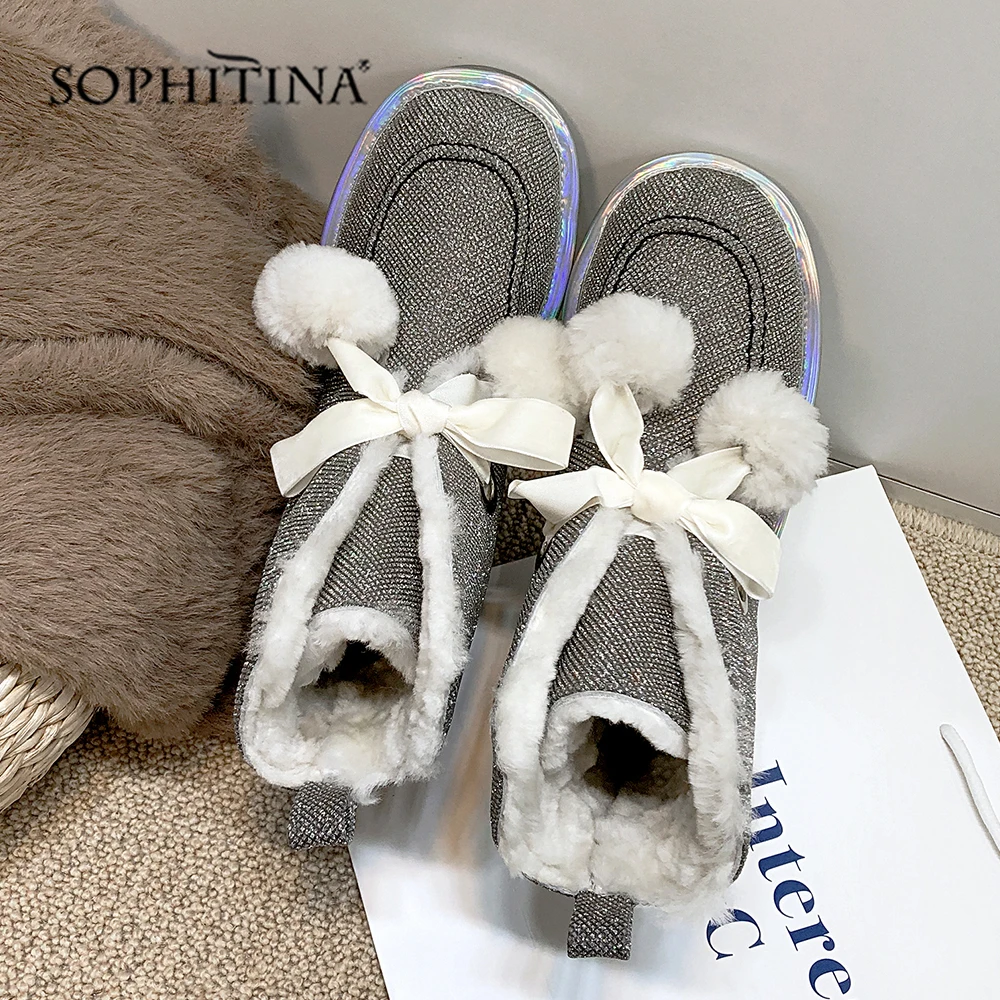 SOPHITINA/ботинки с квадратным носком Модная дизайнерская теплая удобная обувь Лидер