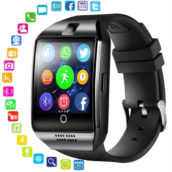 

Kcondicee Bluetooth Smart Watch Men Q18 With Touch Screen Big Battery Support TF Sim Card Camera for Android Phone Smartwatch