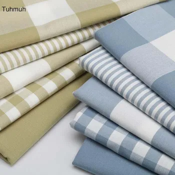 

148cm Width Linen Cotton T/C Solid Check Fabric Double-sided Cloth for Sofa Cushion Table Cloth 25 Colors 1 Meter