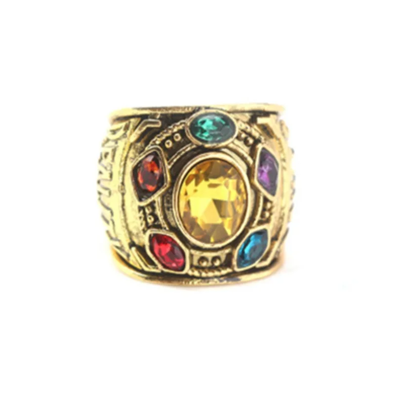 Six Colorful Stone Setting Ring Golden Color Band   Ring For Cosplay Finger Accessories Luxury Design Hand Embellish Wholesale