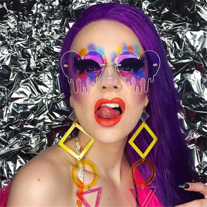 

New Melting Heart Shaped Sunglasses Women Rimless Cute Sun Glasses Female Eyewear Sexy Ladies Eyeglasses