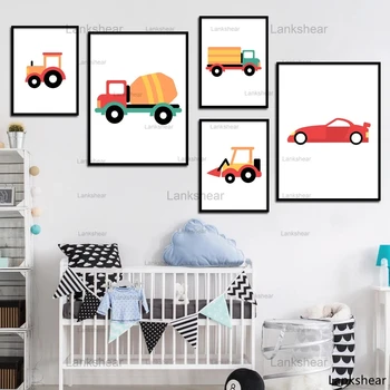

Prints Nordic Style Canvas Painting Wall Art Cartoon Children Toy Car Posters Modular Pictures for Kids Room Home Decor Unframed