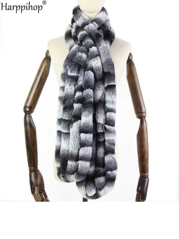 Женский Теплый Настоящий мех кролика, шарф, модный длинный стильный Зимний женский натуральный меховой шарф из натурального кролика рекс