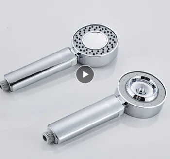

Shower Head Chrome Booster Water Saving Handheld Double Sided High Pressure Round ABS Can Be Equipped Handheld 2 Spray Modes
