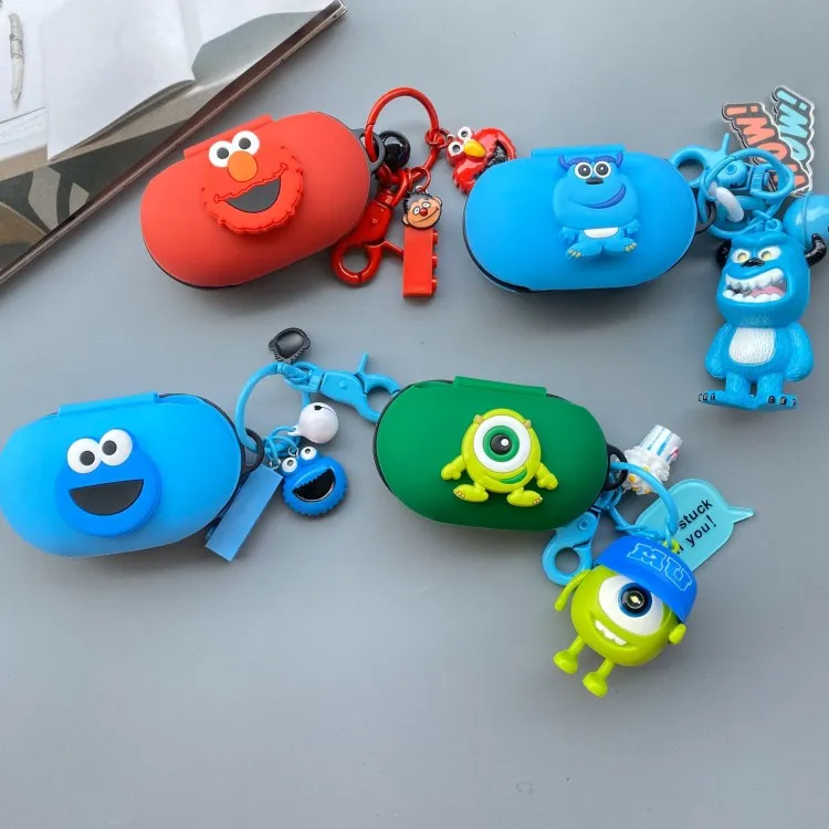 

3D Cartoon Silicone Cover for Samsung Galaxy Buds 2019 Protect Case Wireless Bluetooth Earphone Shockproof Skin Keyring
