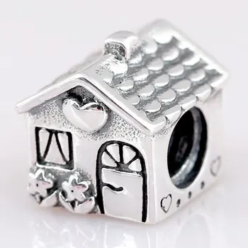 

Original Vintage House Shape Home Sweet Home Beads Fit 925 Sterling Silver Bead Charm Women Bracelet Bangle DIY Jewelry