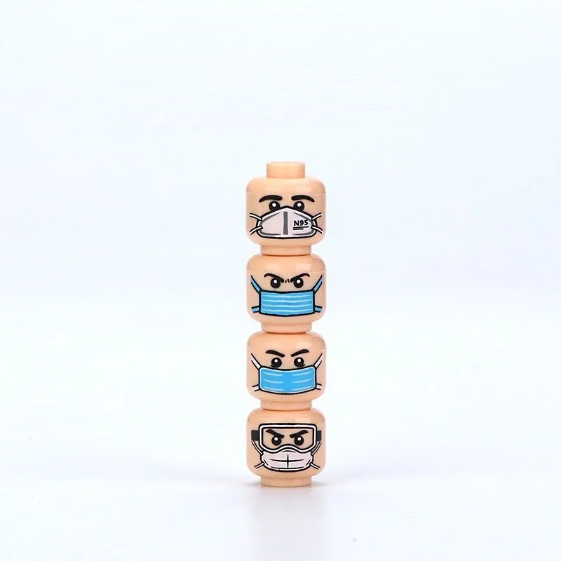 4Pcs Moc City Face Heads Accessori Pistole Città Fai Da Te Swat Parti Di Armi Militari Playmobil Figure Building Block Brick Mini Toys