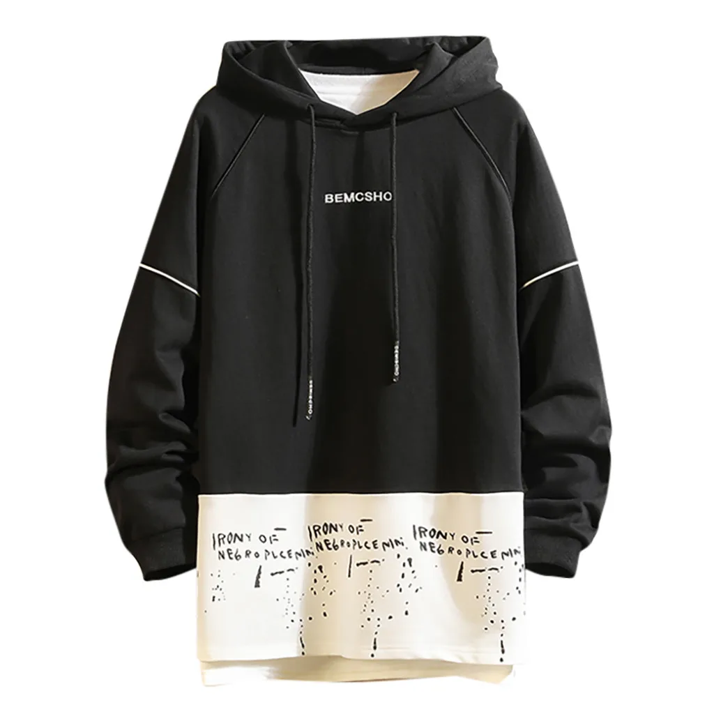 

Men's Casual Fashion Patchwork Hoodie Long Sleeves Sweatshirt Tops hoodies streetwear sudadera hombre толстовка мужская 5XL
