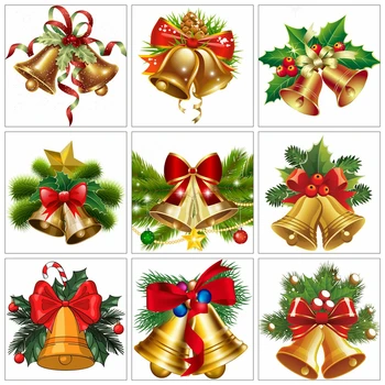 

HUACAN Diamond Embroidery Christmas Bell 5D Diamond Painting Landscape Mosaic Handicraft Handmade Gift Wall Art