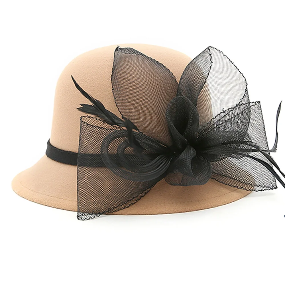 HL0004 Khaki Женская шапка, сезон осень-зима теплая шапка женская Gorro Fedora шапка женская шляпы сомбреро mujer chapeau noir шляпа войлочные осенние шляпы - Цвет: HL0004 Khaki