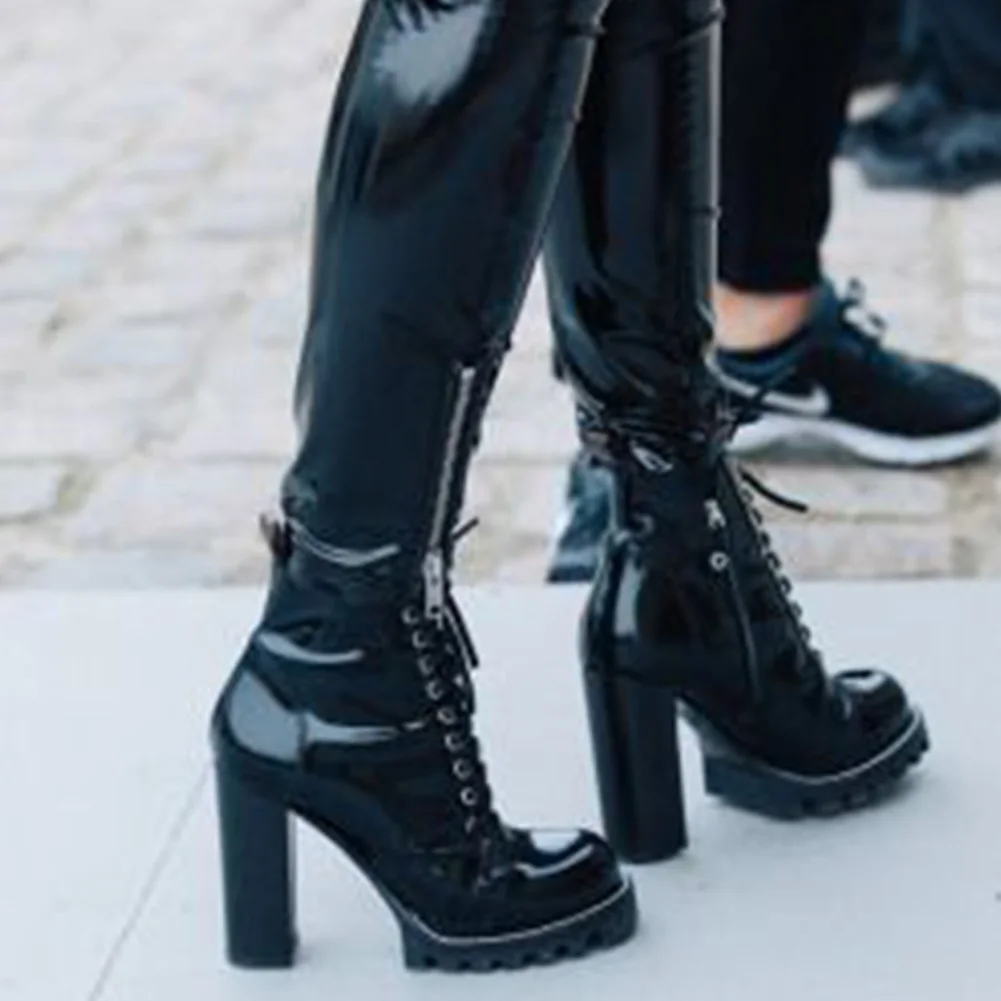 patent leather ankle boots