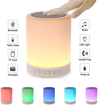 

Night Light Bluetooth Speakers, Touch Control Bedside Lamp Portable Table Lamp Color Changing LED Outdoor Speaker Light Gift