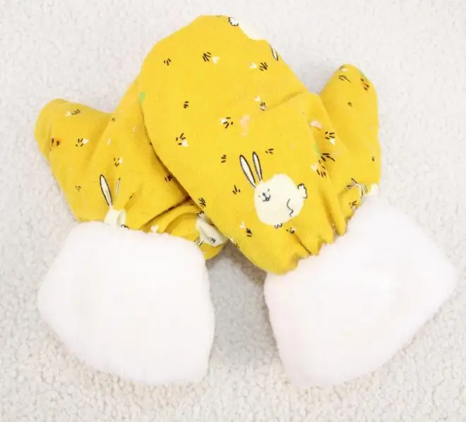 Детские варежки для новорожденных, зимние перчатки с защитой от царапин, хлопковые уплотненные Детские рукавички с рисунком, теплые, YBC027 - Цвет: YBC027A