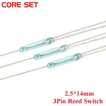 

50pcs Reed Switch 3 pin Magnetic Switch Normally Open and Normally Closed Conversion 2.5X14MM NO NC