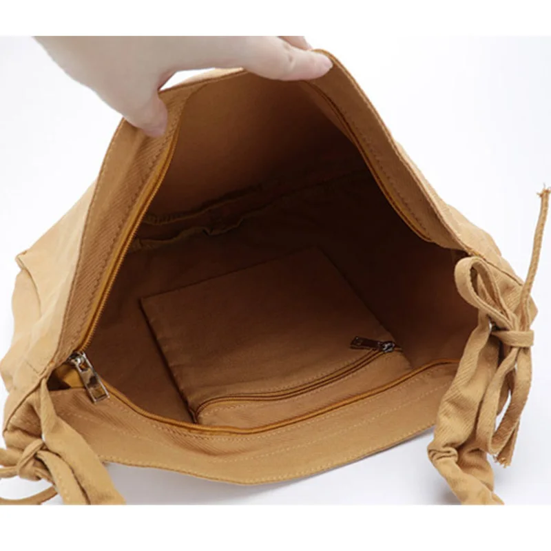 Raged Sheep Simple Canvas Shoulder Bag Fashion Folding Shopping Bag Personality Totes Girls Casual Large Capacity Messenger Bag