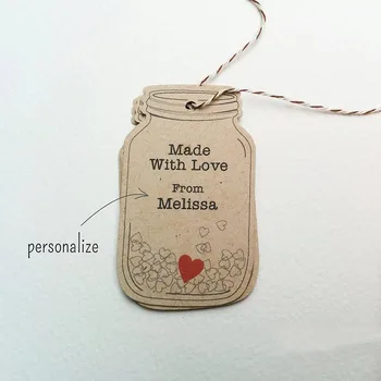 

Customized Mason Jar tags Made With Love tags Homemade labels for Jellies Brown kraft mason jar tags Favor tags for treats