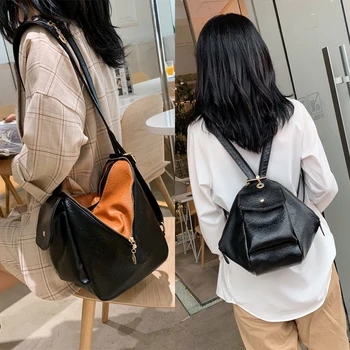 

Fashion PU Leather Travel Backpack Women Personality Students School Bags Waterproof Anti Theft Shoulder Bag Pillow Pocket Bag
