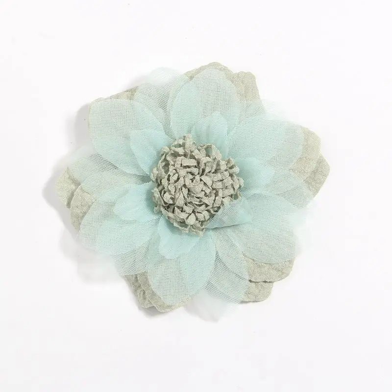 9 cm 3,6 Zoll Stoff künstliche Spitze Blume für Haarschmuck Stirnband Chiffon Blumen Blumenstrauß für Baby Mädchen Stirnbänder – Detail 3
