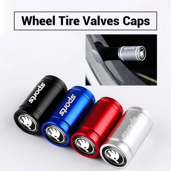 

4Pcs Car Styling Aluminum Alloy Wheel Tire Valve Stems Caps Cover Motorcycle accessories Theftproof valve caps For SKODA