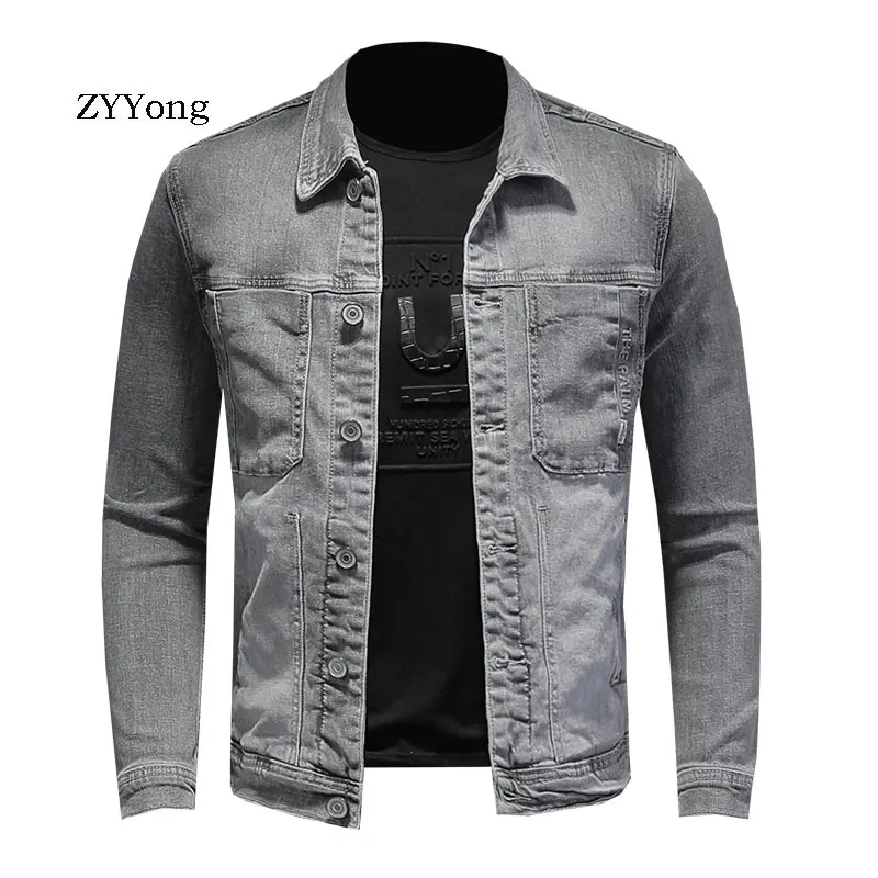 #^Special Price ZYYong Мужская джинсовая куртка дымчато-серая высокая эластичная Мужская мотоциклетная серая куртка хлопковая удобная мужская куртка-бомбер ... #^Special Price ZYYong Мужская джинсовая куртка дымчато-серая высокая эластичная Мужская мотоциклетная серая куртка хлопковая удобная мужская куртка-бомбер ...