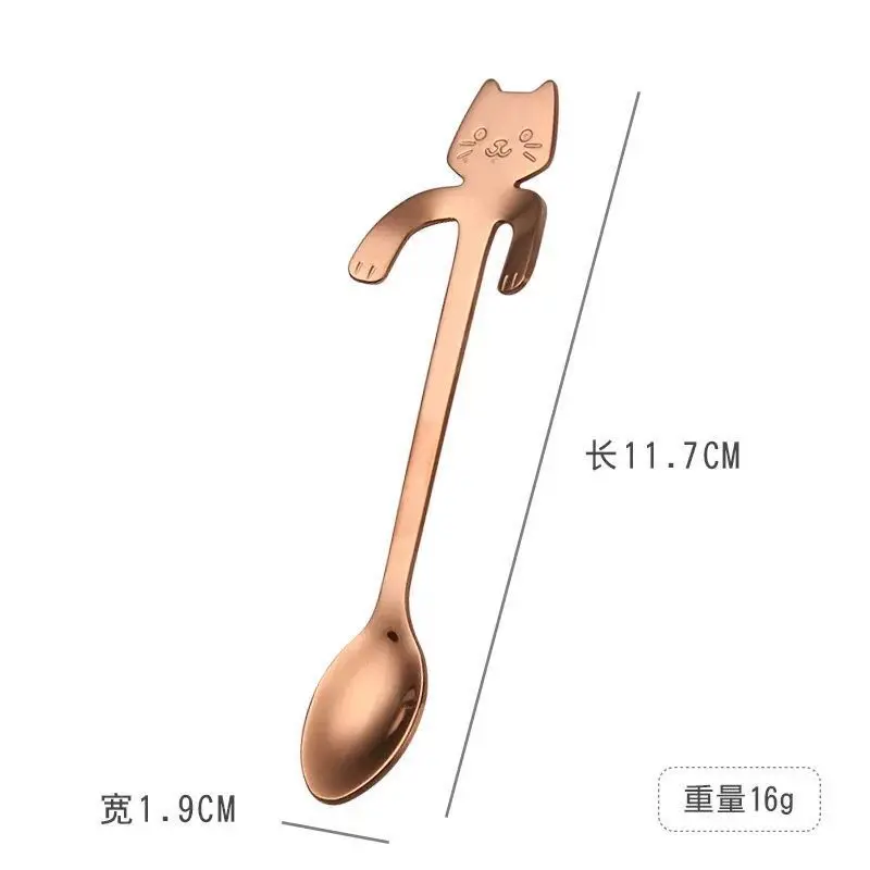rose gold LF Sxsounai ложка из нержавеющей стали креативная мультяшная кошка смешивающая подвесная кофейная ложка для кошки Висячие на кружке чашка ложка кухонный барный гаджет - Цвет: rose gold
