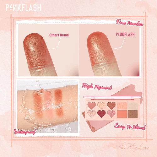 PINKFLASH 페이스 블러쉬 하이라이터 브론저 팔레트, 전문 안료 글리터 아이섀도우 팔레트, 페이스 메이크업 화장품 5