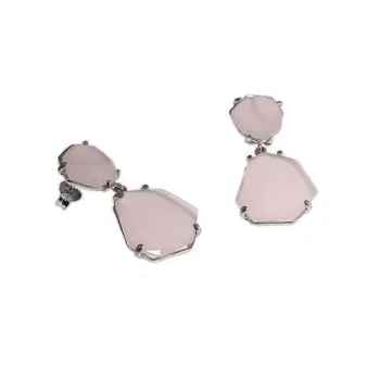 

Sterling silver earrings with irregular-cut rose quartz