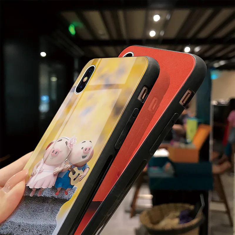 Для iPhone 11 Pro Max XS MAX XR XS i8 i8 Plus i7 i7 Plus милый защитный чехол из закаленного стекла для влюбленных для iPhone 6 6s Plus