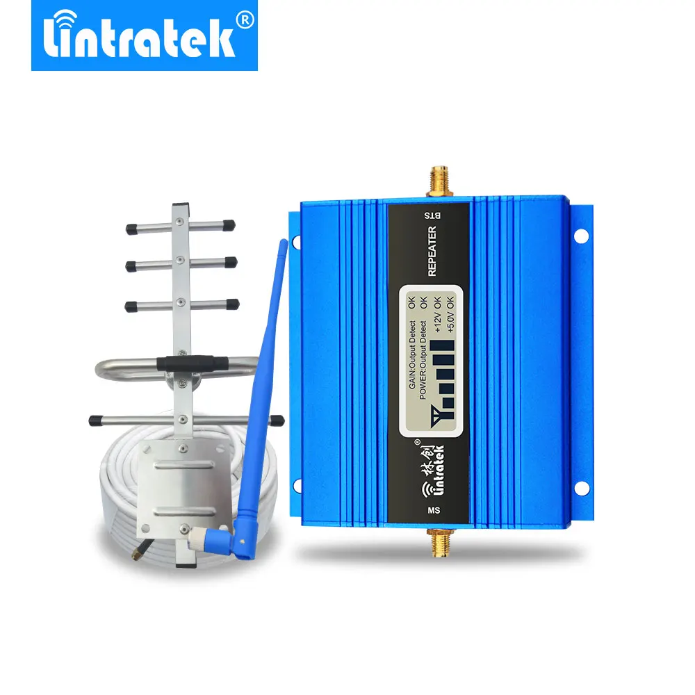 Comprar Lintatek pantalla LCD Mini repetidor GSM 900MHz teléfono móvil GSM 900 amplificador de señal de refuerzo + Antena Yagi con Cable de 10m