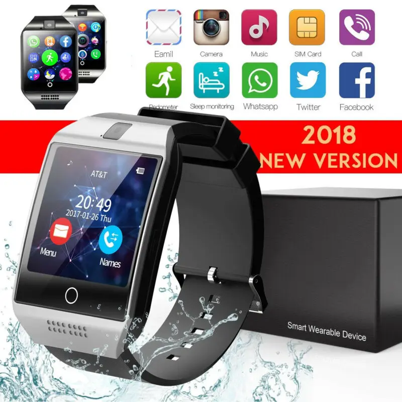 

Q18 Smart Watch Bluetooth Touch Screen Wrist Phone Camera TF MP3 SIM For Android