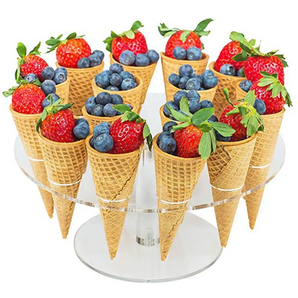 

16-Hole Round Acrylic Ice Cream Cone Dessert Holder Display Stand Party Shelf