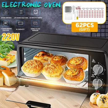 

600W 9L Multifunctional Household Electric Oven Durable Mini Intelligent Timing Baking/Dried fruit/Barbecue Bread Baking Oven