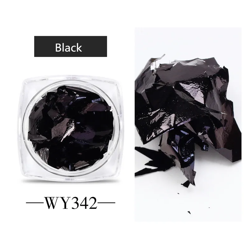 WY342 1 коробка, алюминиевая фольга для ногтей, наклейки, блестящий золотистый Серебристый, 26 цветов, пигмент для ногтей, фольга, хлопья, бумага для DIY, украшения для ногтей - Цвет: WY342