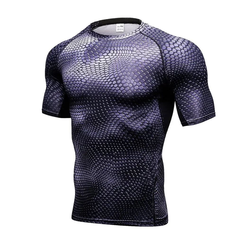 

Yuerlian Men 3D Stereo Floral Printed O Neck Sport T-Shirt Sport Bodybuilding Quick Dry Elastic Short Sleeve Gym Fitness Shirt