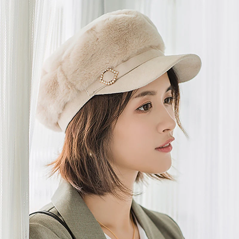 Cpop 6 Patterns New Fashion Ployester Fiber Hat High Quality Pure Color Hats Winter Simple Personality Elegant Women Hat Gift